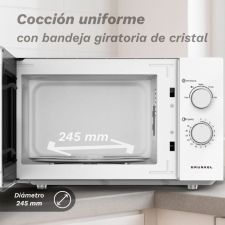 Microondas Grunkel MW-25EASY/ 850W/ Capacidad 25L/ Blanco