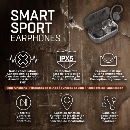 Auriculares Deportivos Bluetooth Muvit iO Smart True Wireless Sport ENC con estuche de carga/ Autonomía 6h/ Negros