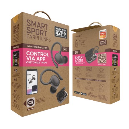 Auriculares Deportivos Bluetooth Muvit iO Smart True Wireless Sport ENC con estuche de carga/ Autonomía 6h/ Negros