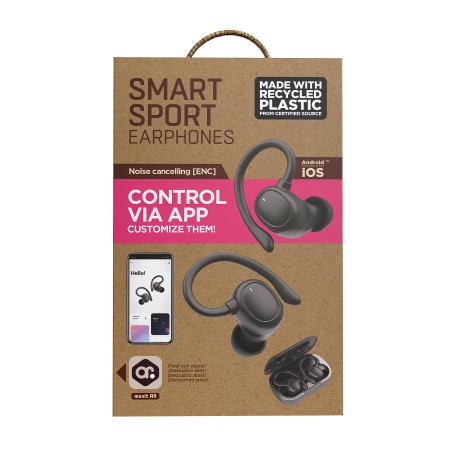 Auriculares Deportivos Bluetooth Muvit iO Smart True Wireless Sport ENC con estuche de carga/ Autonomía 6h/ Negros