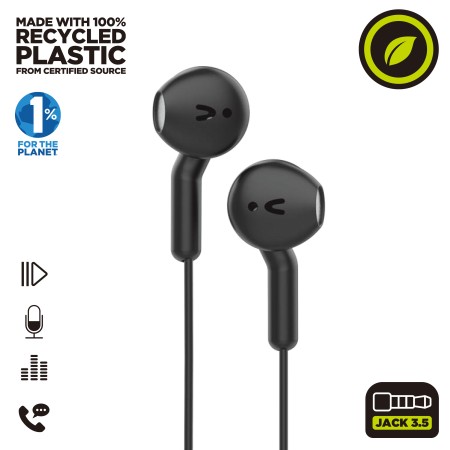 Auriculares Intrauditivos Muvit For Change MCHPH0001/ con Micrófono/ Jack 3.5/ Negros
