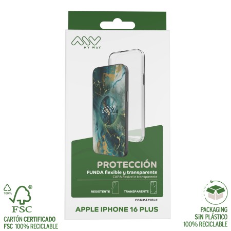 Carcasa myway para apple iphone 16 plus transparente