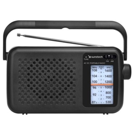 Radio Portátil Sunstech RPS760/ con Cable/ a Pilas/ Negra