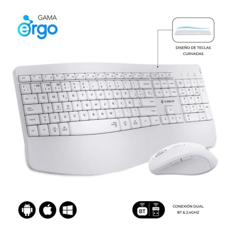 Teclado  raton subblim combo dual office prowave blanco