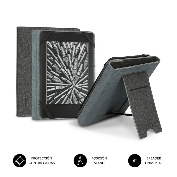 Funda subblim clever ebook case 6 pulgadas stand case gris