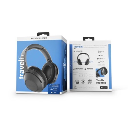 Auriculares bluetooth energy sistem travel 6 anc black - microfono