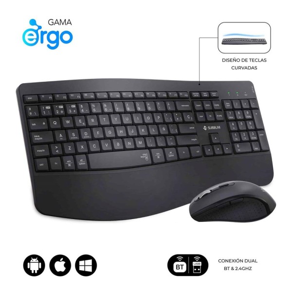 Teclado  raton subblim combo dual office prowave negro