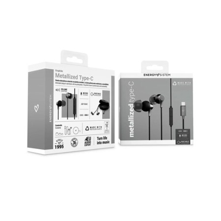 Auriculares energy sistem metallized usb tipo c negro