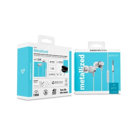 Auriculares energy sistem metallized jack 3.5mm blanco