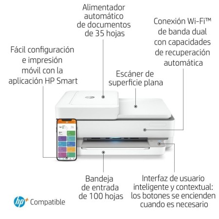 Multifunción HP Envy 6420e WiFi/ Fax Móvil/ Dúplex/ ADF/ Blanca