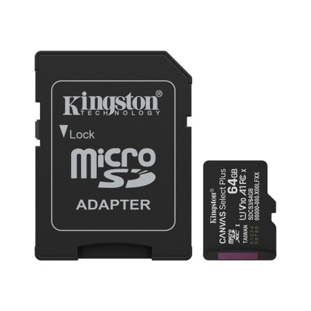 Tarjeta memoria micro sdxc 64gb kingston canvas select plus   adaptador sd