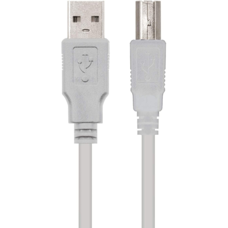 Cable USB 2.0 Impresora Nanocable 10.01.0103/ USB Tipo-B Macho - USB Macho/ 1.8m/ Beige