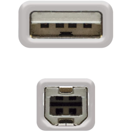 Cable USB 2.0 Impresora Nanocable 10.01.0103/ USB Tipo-B Macho - USB Macho/ 1.8m/ Beige