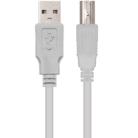 Cable USB 2.0 Impresora Nanocable 10.01.0103/ USB Tipo-B Macho - USB Macho/ 1.8m/ Beige