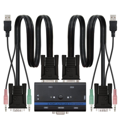 Nanocable KVM Switch VGA USB 1u-2PC+Cable