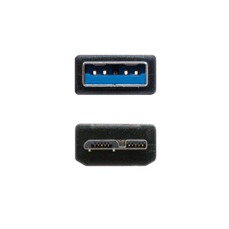 Cable USB 3.0 Nanocable 10.01.1101-BK/ USB Macho - MicroUSB Macho/ 1m/ Negro