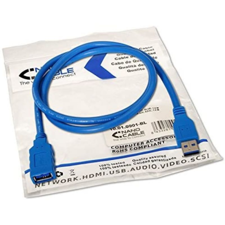 Nanocable Cable USB 3.0, A/M-A/H, Azul, 1 m