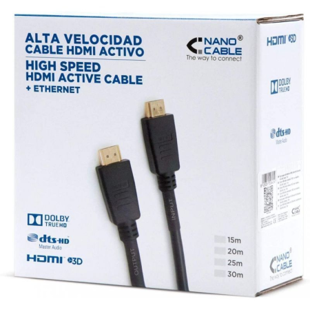 Cable HDMI 1.4 Nanocable 10.15.1820/ HDMI Macho - HDMI Macho/ 20m/ Negro