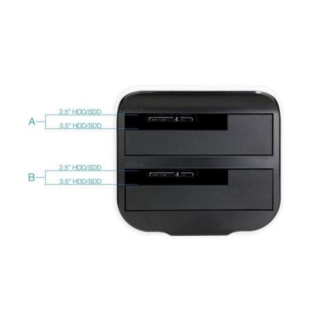 Docking station tooq hd 2.5 - 3.5 pulgadas sata a usb 3.0 doble bahia - usb 2.0 host - 4200rpm - 7200rpm