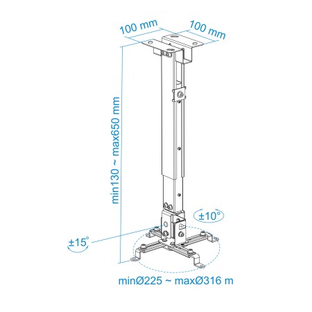 Tooq PJ2012T-W Soporte Proyector Techo Blanco
