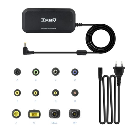 Cargador de Portátil TooQ TQLC-90BS02M/ 1xUSB/ 90W/ Manual/ 12 Conectores/ Voltaje 15-24V