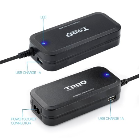 Cargador automatico universal tooq tqlc - 90bs02at 90w 2xusb 12 conectores