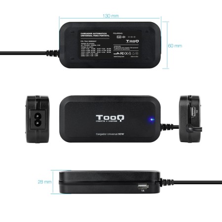 Cargador automatico universal tooq tqlc - 90bs02at 90w 2xusb 12 conectores
