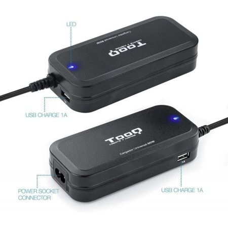 Cargador automatico universal tooq tqlc - 90bs02at 90w 2xusb 12 conectores