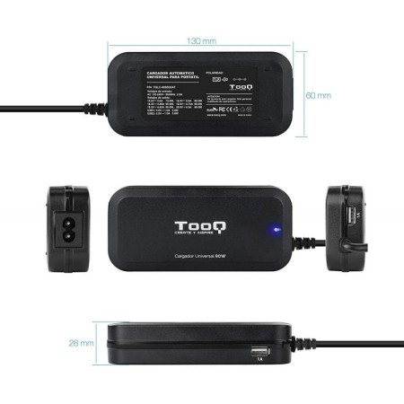 Cargador automatico universal tooq tqlc - 90bs02at 90w 2xusb 12 conectores