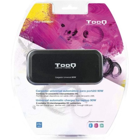 Cargador automatico universal tooq tqlc - 90bs02at 90w 2xusb 12 conectores