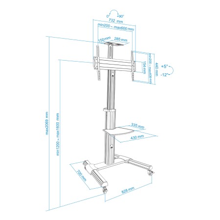 Tooq FS1870M-B Soporte TV Suelo Ruedas 37″-70″ Ne