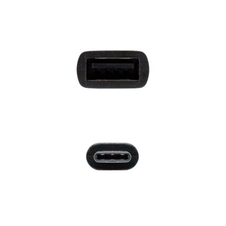 Cable USB 2.0 Tipo-C Nanocable 10.01.2400/ USB Tipo-C Macho - USB Hembra/ 480Mbps/ 15cm/ Negro