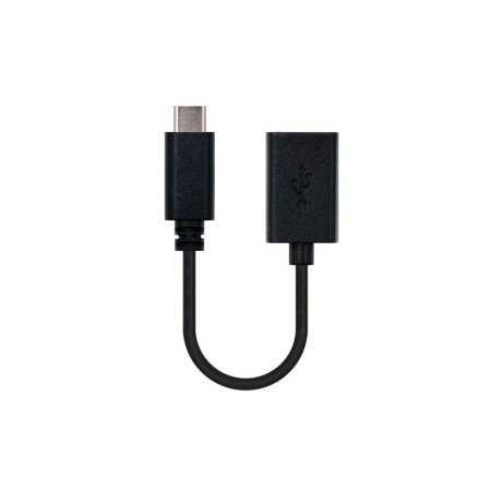 Cable USB 2.0 Tipo-C Nanocable 10.01.2400/ USB Tipo-C Macho - USB Hembra/ 480Mbps/ 15cm/ Negro