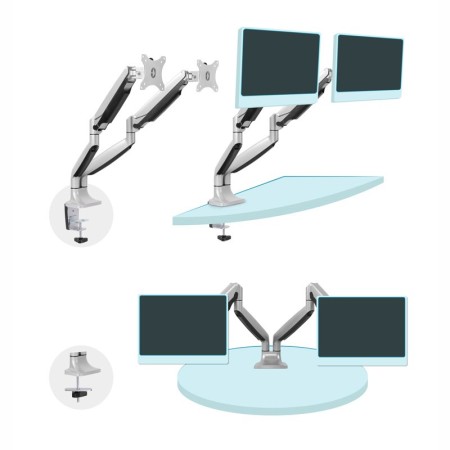 Soporte mesa monitor tooq db3132tnr - s 13 pulgadas - 32 pulgadas 2 brazos carga maxima max 9kg - brazo