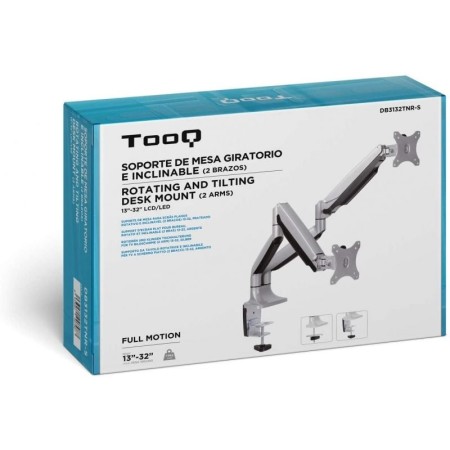 Soporte mesa monitor tooq db3132tnr - s 13 pulgadas - 32 pulgadas 2 brazos carga maxima max 9kg - brazo