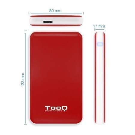 Carcasa disco duro tooq tqe - 2528r 2.5 pulgadas sata3 micro usb roja