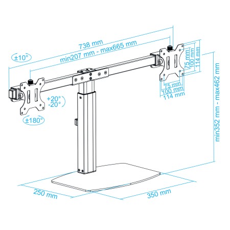 Tooq DB1727TN-B Soporte Monitor Mesa 2Brazos 17-27