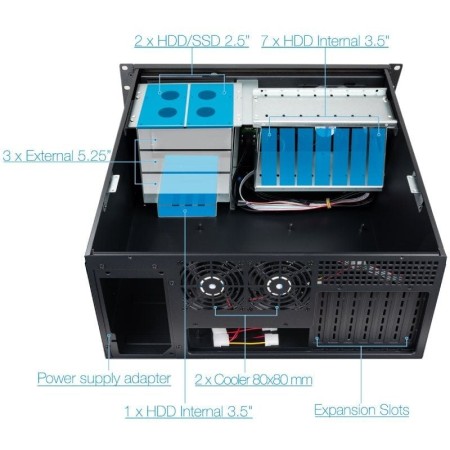 Tooq Caja RACK-406N-USB3 4U 19″ ATX Sin F.A Negro