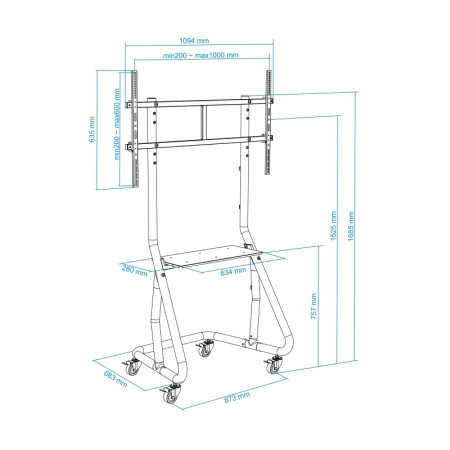 Tooq FS20200M-B Soporte Suelo Ruedas/Bases 60-105″