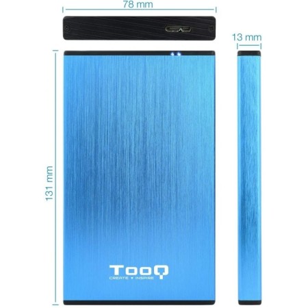 Caja externa tooq tqe - 2527bl para hdd 2.5 pulgadas 9.5mm sata 3 usb 3.0 - 3.1 azul