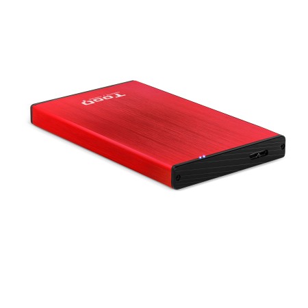 Caja externa tooq tqe - 2527r para hdd 2.5 pulgadas 9.5mm sata 3 usb 3.2 rojo