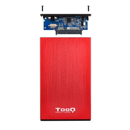 Caja externa tooq tqe - 2527r para hdd 2.5 pulgadas 9.5mm sata 3 usb 3.2 rojo