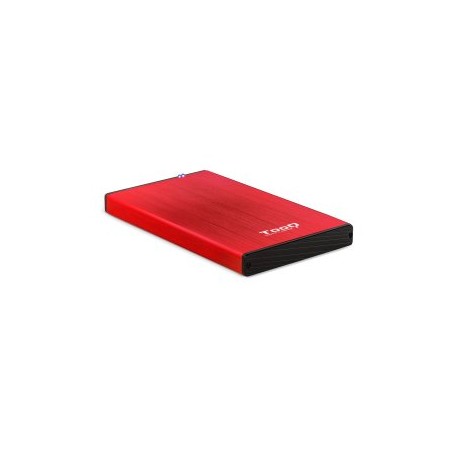 Caja externa tooq tqe - 2527r para hdd 2.5 pulgadas 9.5mm sata 3 usb 3.2 rojo