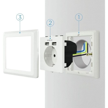Roseta de Pared Nanocable 10.35.0010/ 1 Schuko/ 2 USB