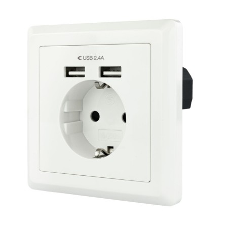 Roseta de Pared Nanocable 10.35.0010/ 1 Schuko/ 2 USB