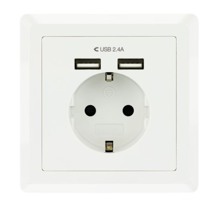 Roseta de Pared Nanocable 10.35.0010/ 1 Schuko/ 2 USB