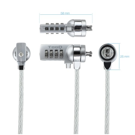 Cable seguridad tooq combinacion 1.5m ranura kensington
