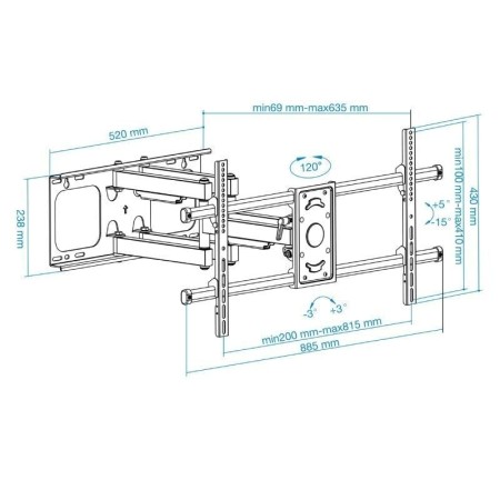 Soporte pared tooq lp3790tn - b 37 pulgadas - 90 pulgadas negro