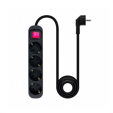 Nanocable Regleta 4 tomas con interruptor Negro