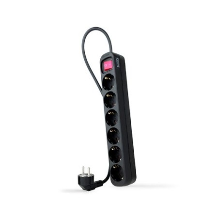 Nanocable Regleta 6 tomas con interruptor Negro